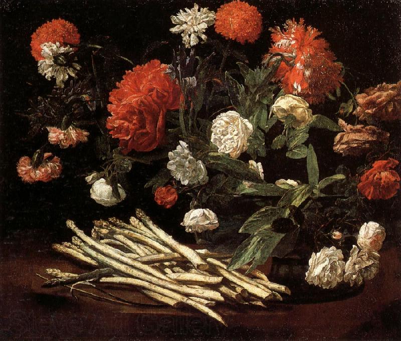 Giovanni Martinelli Still Life with Roses,Asparagus,Peonies,and Car-nations
